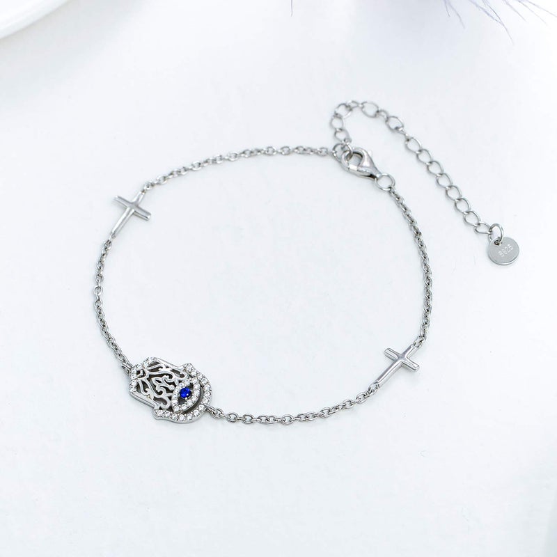 LONAGO Hamsa Hand Bracelet Hamsa Bracelet Sterling Silver Gift for Women - Image 4